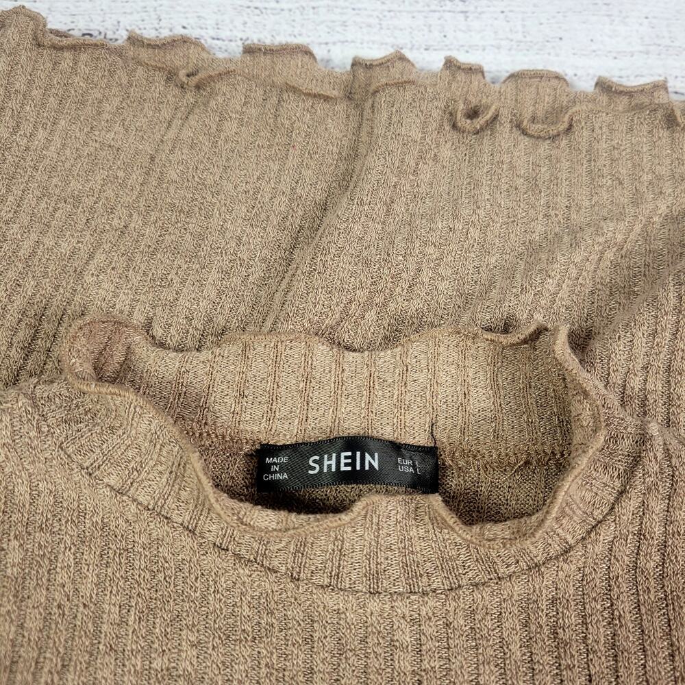Shein Tan Long Sleeve‎ Sweater Women Size L - Picture 2 of 6